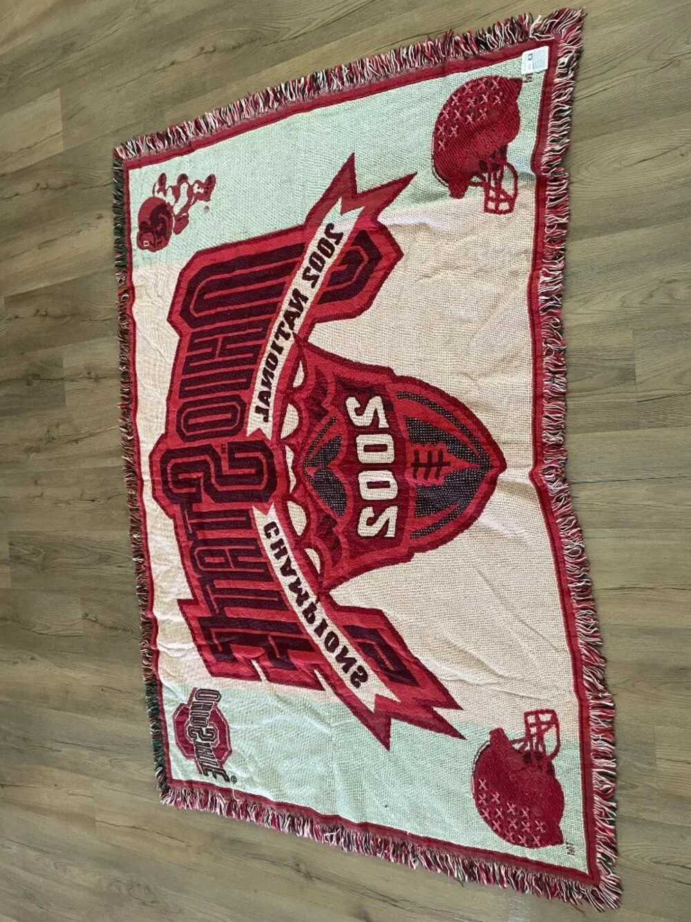 Vintage 2002 Ohio State Buckeyes Football National Champs Throw Blanket Cotton!